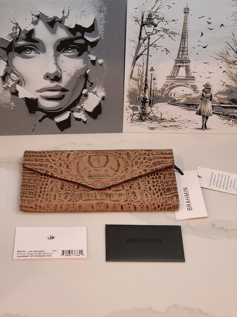 Brahmin NWT Veronica Gold Mini Melbourne Wallet Trifold